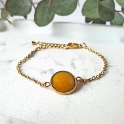 KAYA Cabochon- Armband Edelstahl vergoldet