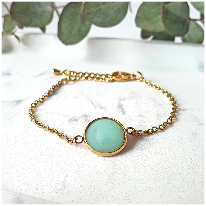 KAYA Cabochon- Armband Edelstahl vergoldet