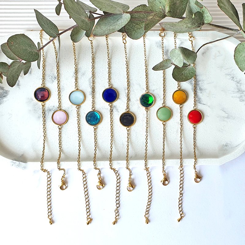 KAYA Cabochon- Armband Edelstahl vergoldet