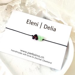 Freundschaftsarmband mit 2 Herzen – Farben & Text frei wählbar