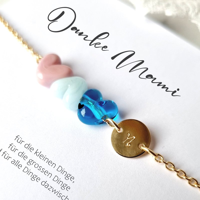 Glücksarmband mit DREI Herzen 925 Silber vergoldet