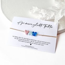 Glücksarmband mit DREI Herzen 925 Silber vergoldet