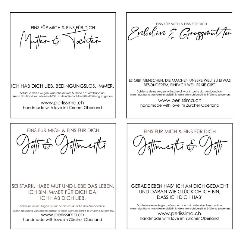 Glücksarmband- Set verschiedene Kartenvarianten