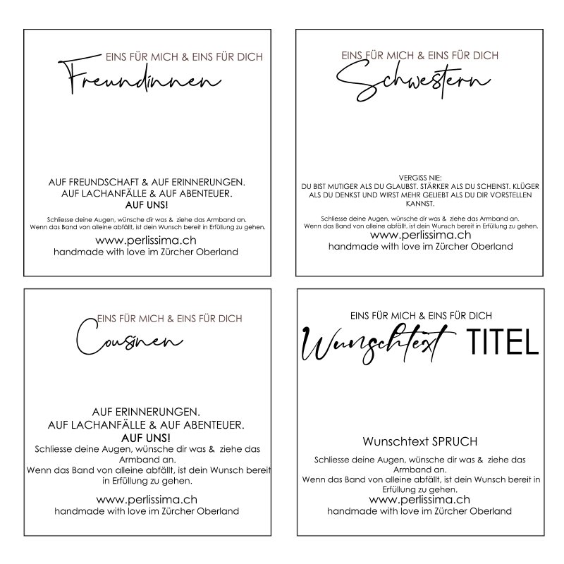 Glücksarmband- Set- verschiedene Kartenvarianten - LIMITED EDITION